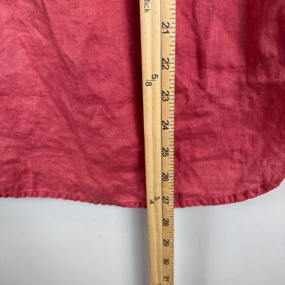 J.Jill Love Linen Top Womens XS Petite Red Watermelon Button Front Tunic Coastal - Picture 8 of 8